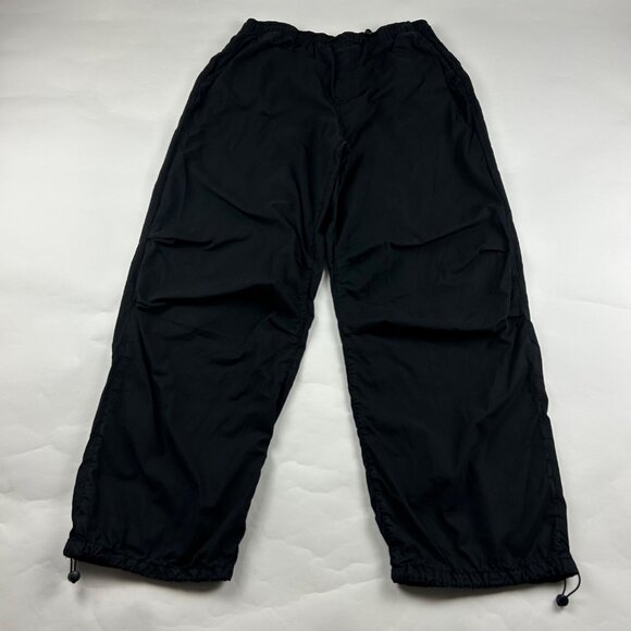 Zara Black Poplin Canvas Wide Leg Utility Pant L - Picture 1 of 8